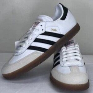 Adidas Unisex Kids Samba Indoor Soccer Shoes – White, Size 5.5 (Low-Top)